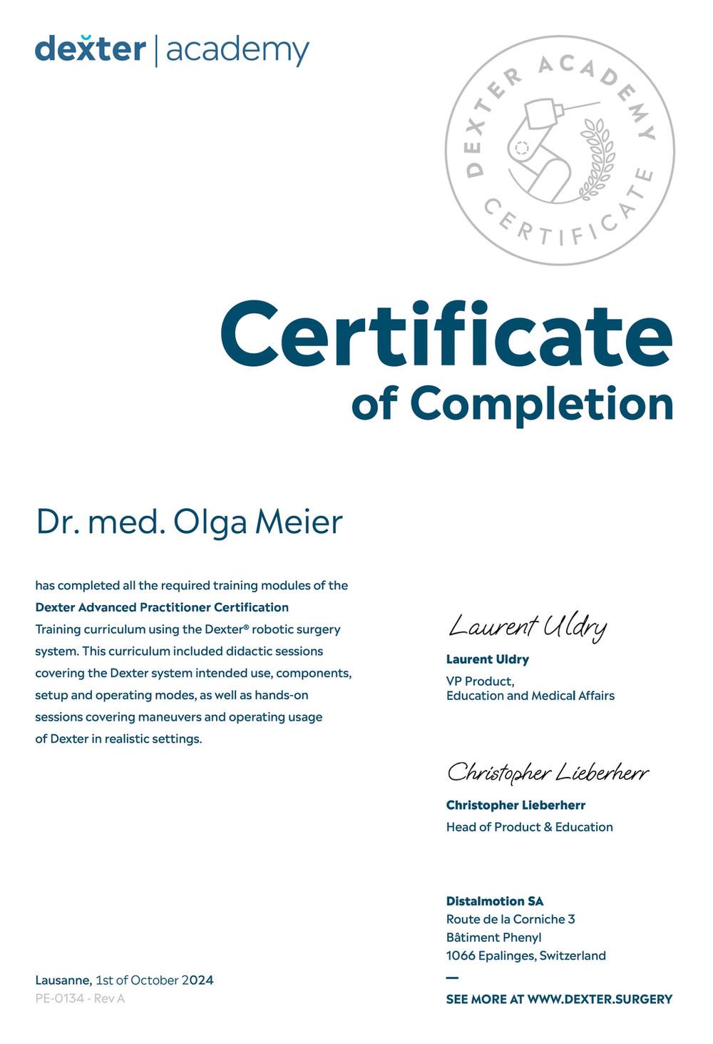 Dexter Advanced Practitioner — Anwender-Zertifizierung
