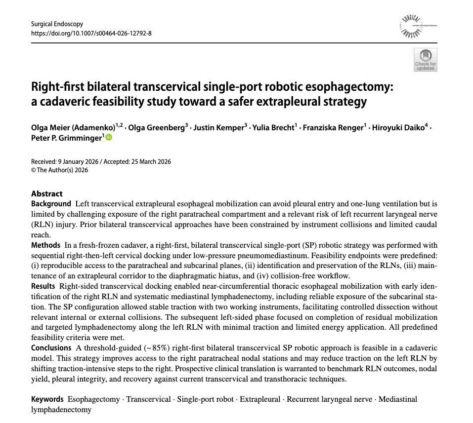 Titelseite der Publikation in Surgical Endoscopy